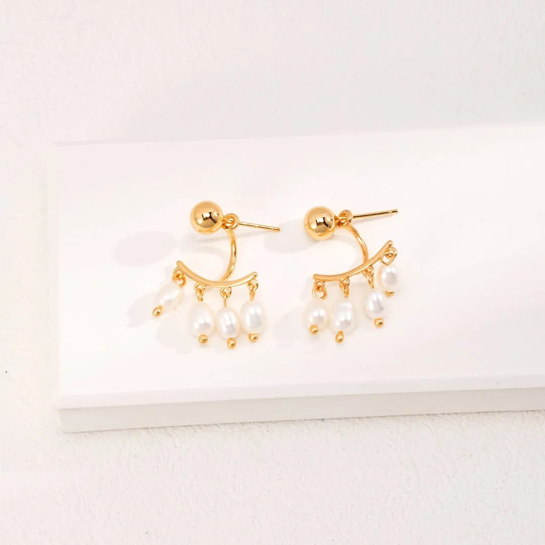 Natural Rice Grain Pearls Earrings