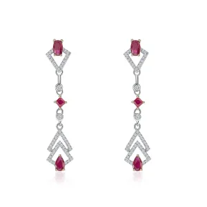 Natural Ruby Earrings & Diamond in White Gold
