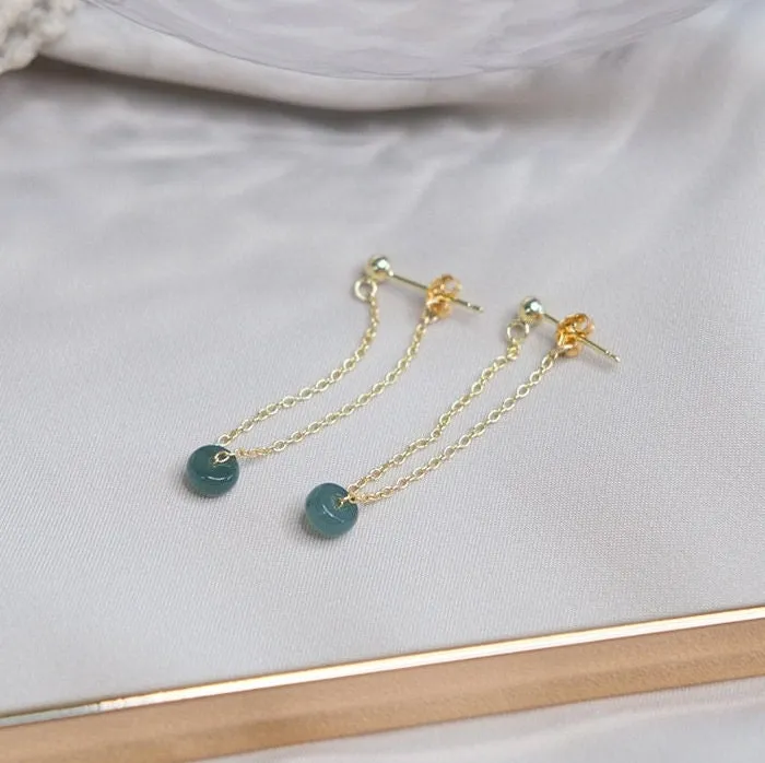 Natural Small Jadeite Drop Earrings