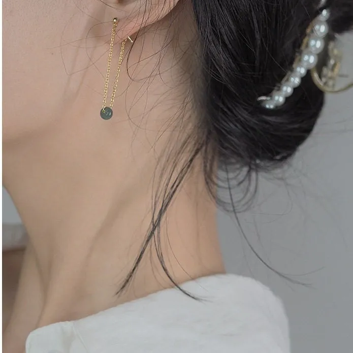 Natural Small Jadeite Drop Earrings