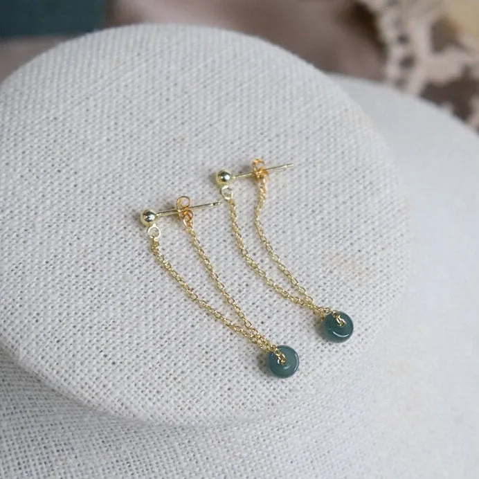 Natural Small Jadeite Drop Earrings