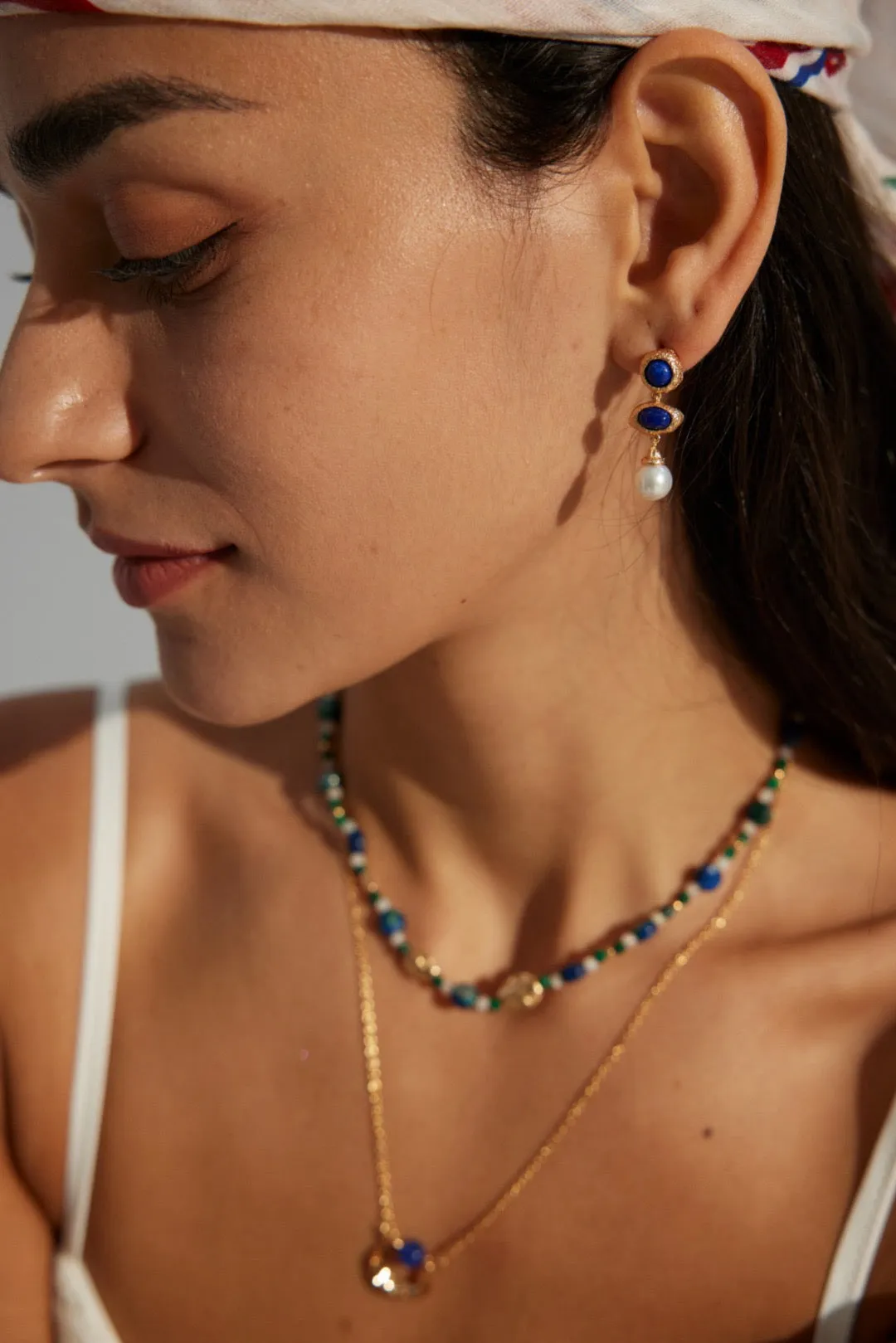 Natural Sterling Silver Lapis Lazuli and Freshwater Pearl Earrings