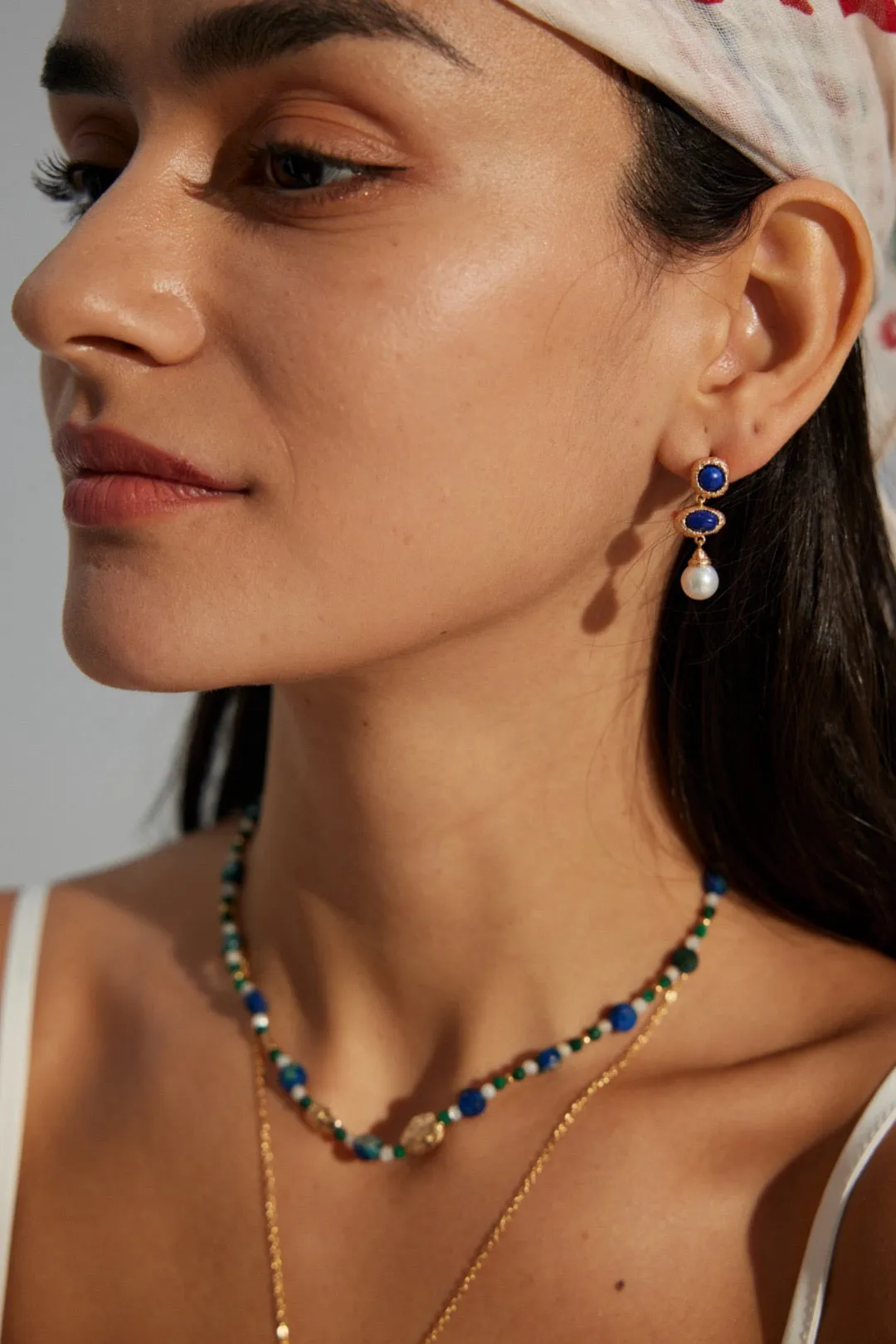 Natural Sterling Silver Lapis Lazuli and Freshwater Pearl Earrings