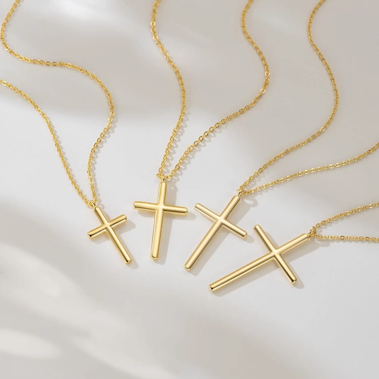 NEARLAND Cross Necklace for Women 14K Gold Cross Necklaces for Women Simple Gold Chain Faith Pendant Necklace 20/28/33mm