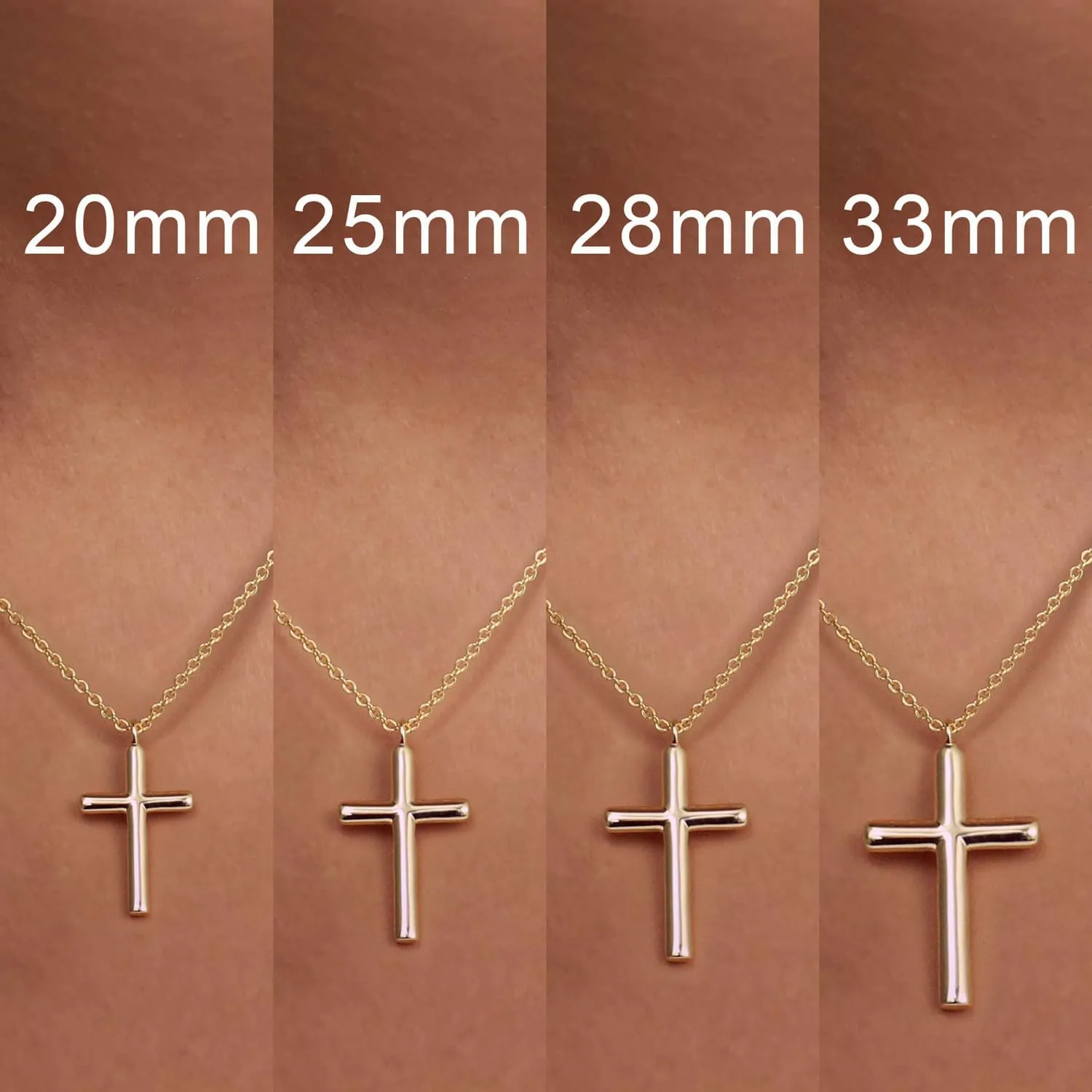 NEARLAND Cross Necklace for Women 14K Gold Cross Necklaces for Women Simple Gold Chain Faith Pendant Necklace 20/28/33mm