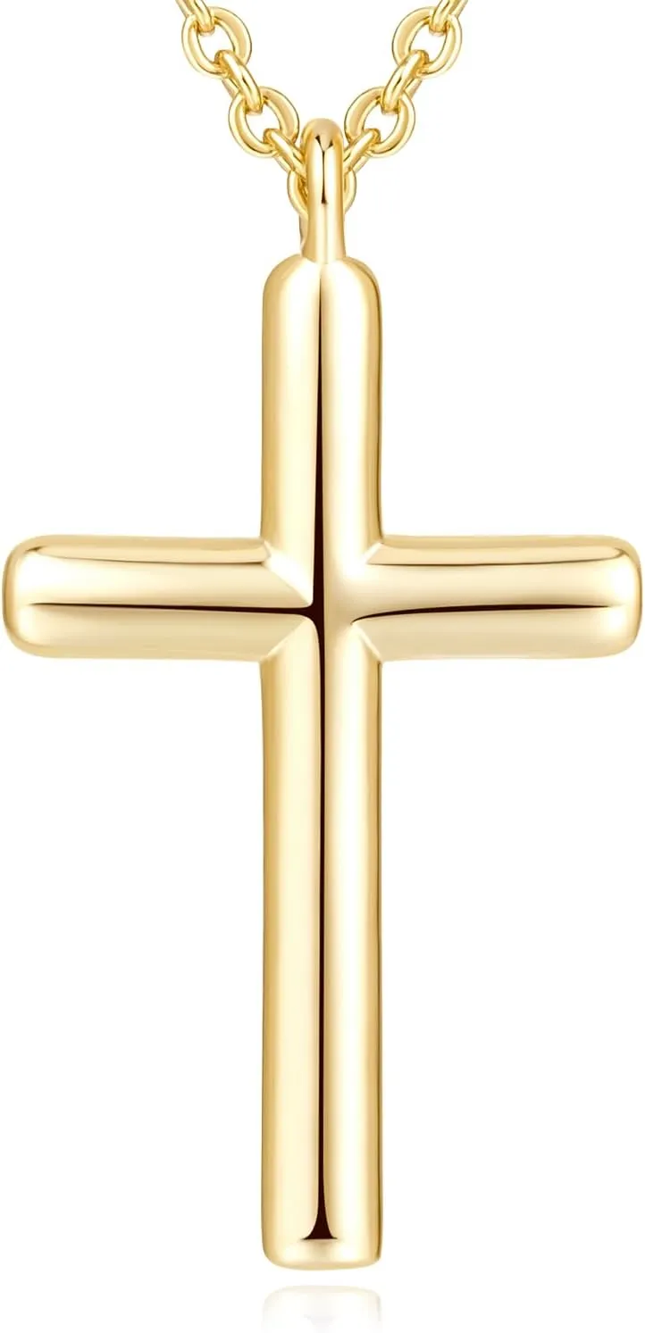 NEARLAND Cross Necklace for Women 14K Gold Cross Necklaces for Women Simple Gold Chain Faith Pendant Necklace