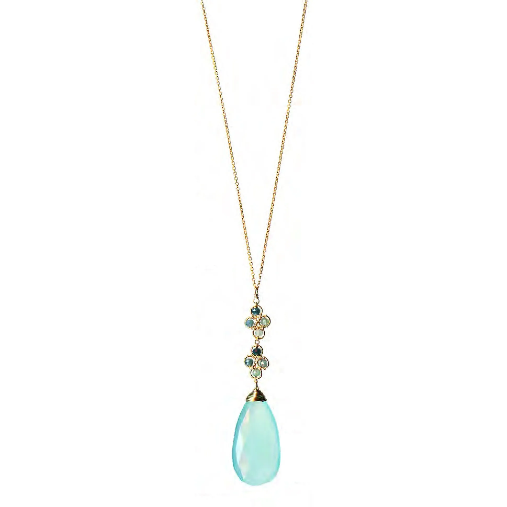 Necklace 5270 A with Chalcedony Grandidierite and Aqua Chalcedony by Michelle Pressler