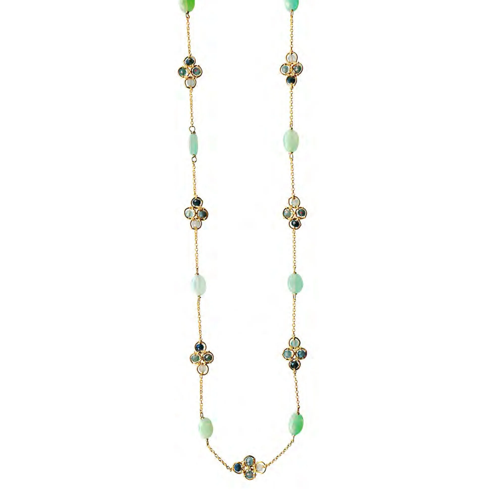 Necklace 5279 with Chrysoprase and Grandidierite by Michelle Pressler