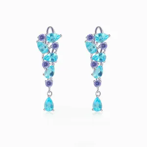 Neon Blue Earrings with Apatite and Tanzanite