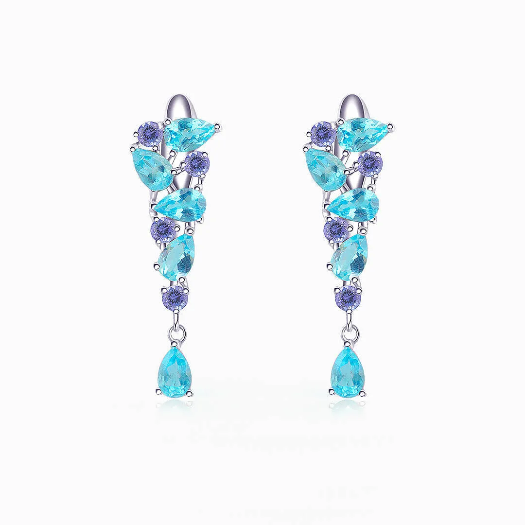 Neon Blue Earrings with Apatite and Tanzanite
