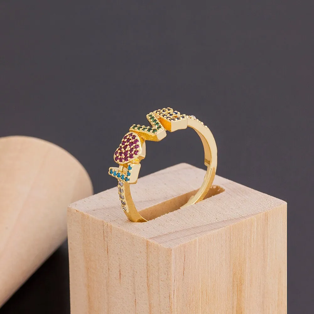 New Adjustable Gold Color Romantic Love Rings for Women