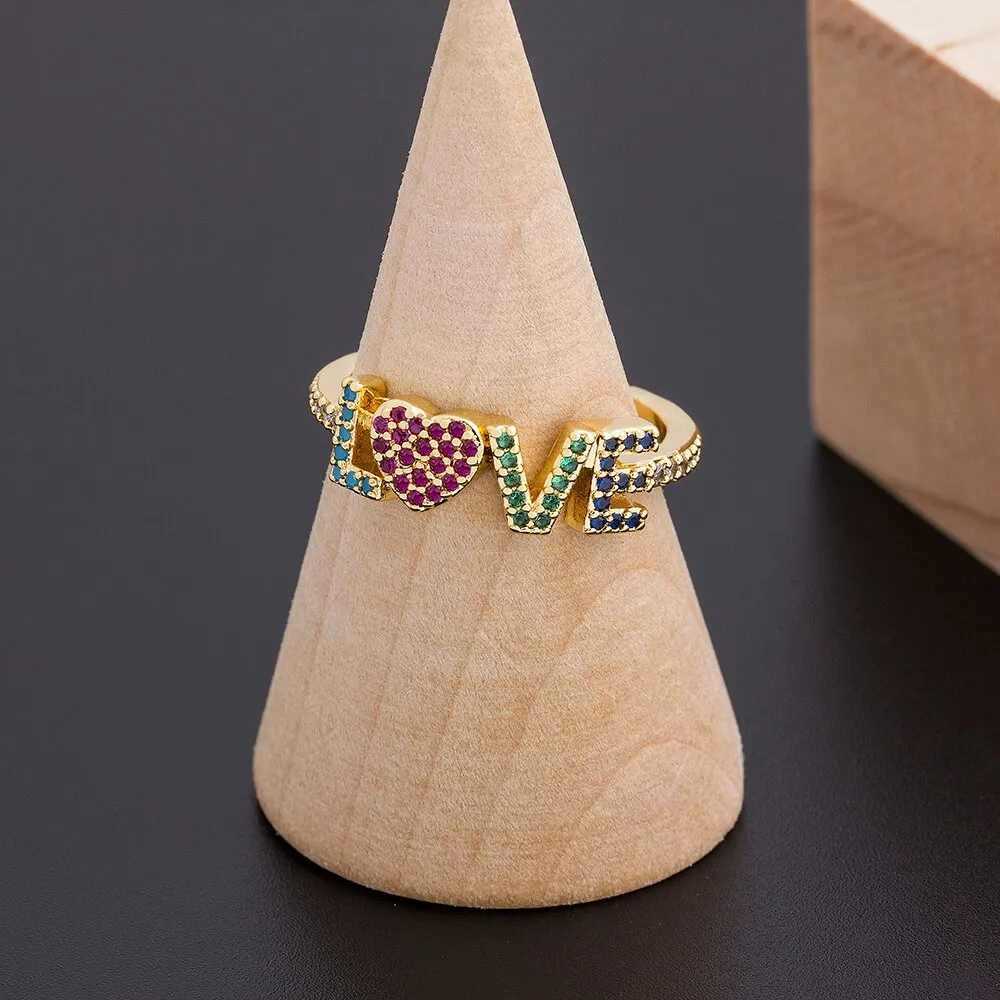 New Adjustable Gold Color Romantic Love Rings for Women