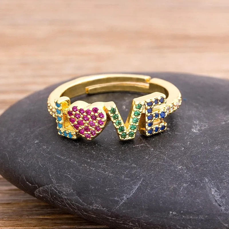 New Adjustable Gold Color Romantic Love Rings for Women