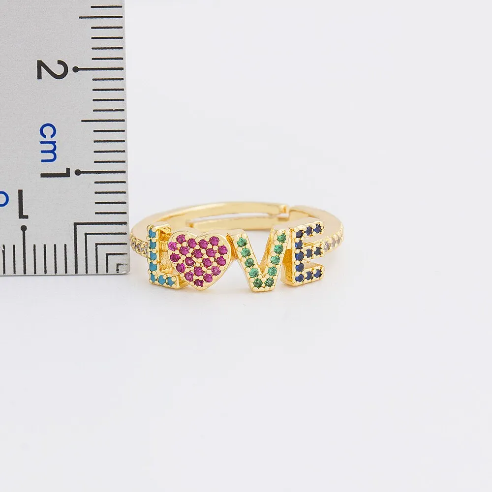 New Adjustable Gold Color Romantic Love Rings for Women