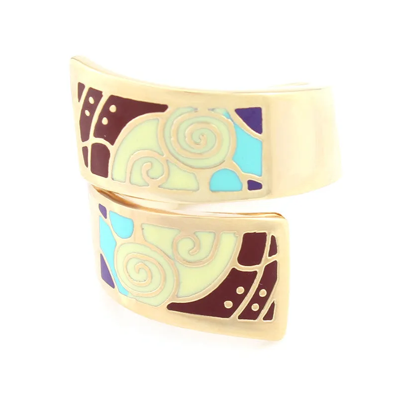 New Arrival Hot Gold Plated Vintage Amazing Spiral Shape Enamel Jewelry Ring