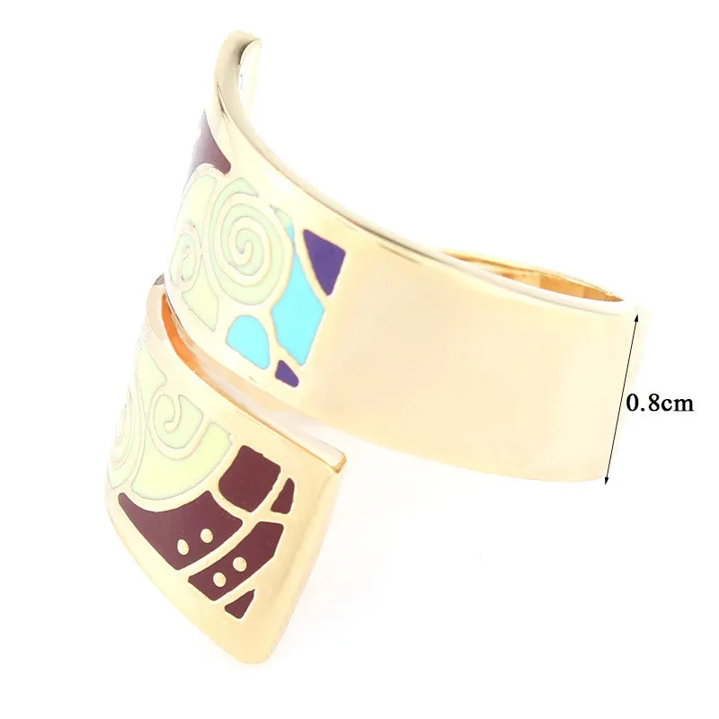 New Arrival Hot Gold Plated Vintage Amazing Spiral Shape Enamel Jewelry Ring