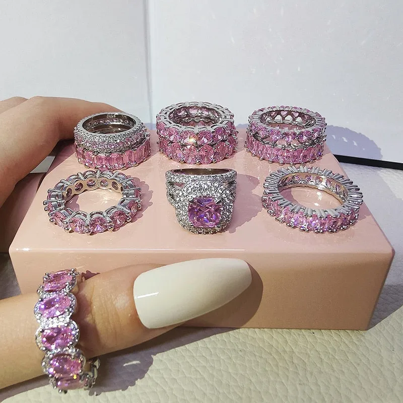 New Elegant Multi Selection Sterling silver AAAA Quality CZ Diamonds Engagement Wedding Rings