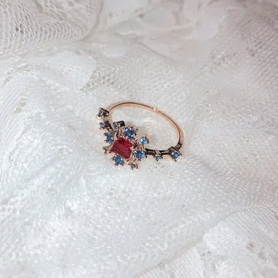 New Korean Sweet Heart Flower Cubic Zircon Adjustable Rings For Women.