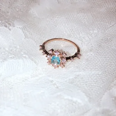 New Korean Sweet Heart Flower Cubic Zircon Adjustable Rings For Women.