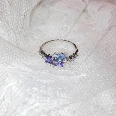 New Korean Sweet Heart Flower Cubic Zircon Adjustable Rings For Women.