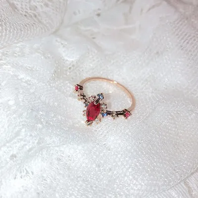 New Korean Sweet Heart Flower Cubic Zircon Adjustable Rings For Women.