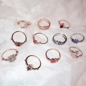 New Korean Sweet Heart Flower Cubic Zircon Adjustable Rings For Women.