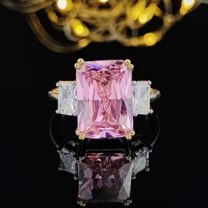 New Luxury Pink Designer Princess Cut AAA  Quality CZ Diamonds Engagement Rings