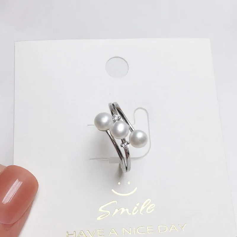 New Trendy Fine Pearl Ring Many Pearls Real Natural Pearl 925 Sterling Silver Ring