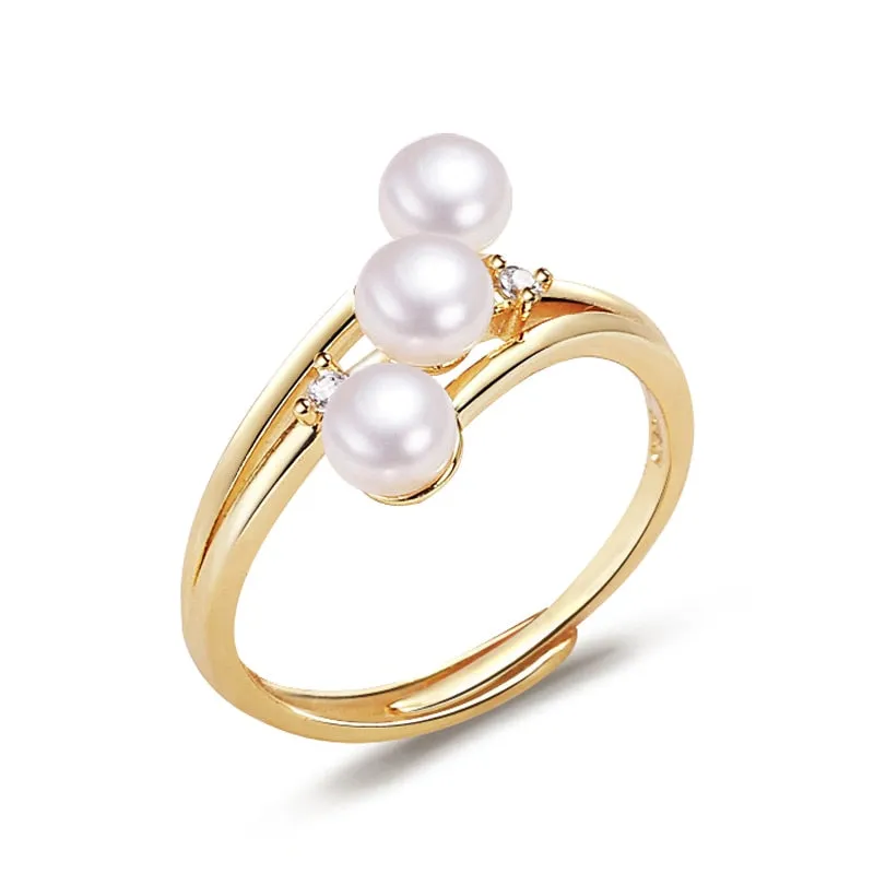 New Trendy Fine Pearl Ring Many Pearls Real Natural Pearl 925 Sterling Silver Ring