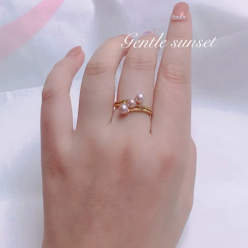 New Trendy Fine Pearl Ring Many Pearls Real Natural Pearl 925 Sterling Silver Ring