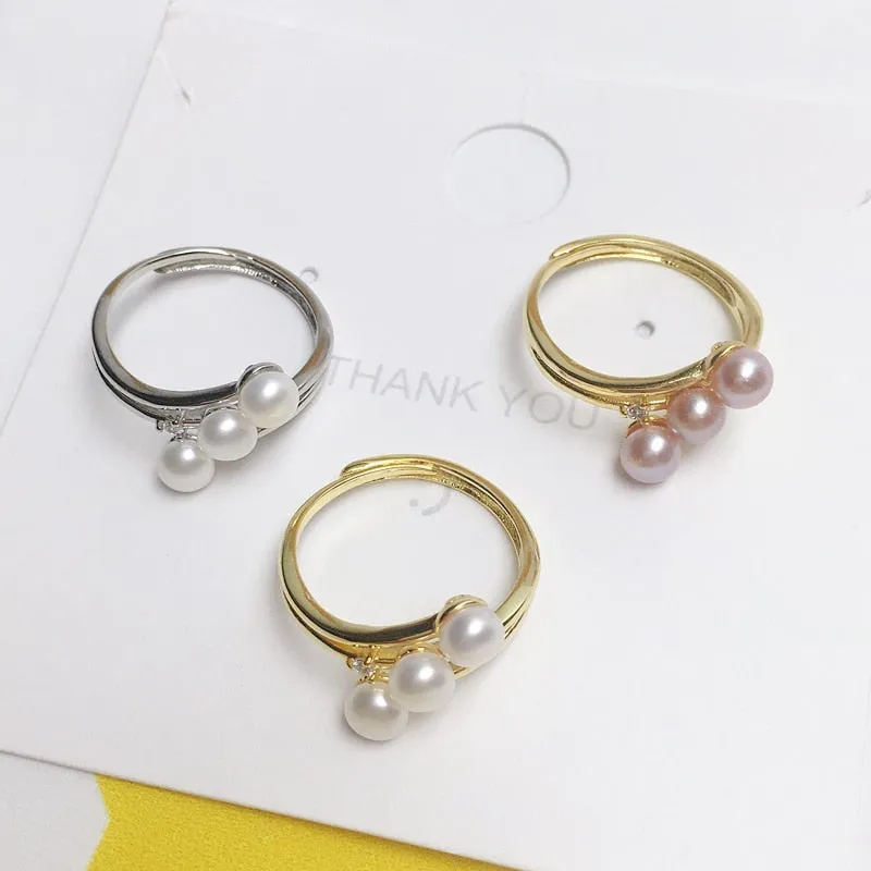 New Trendy Fine Pearl Ring Many Pearls Real Natural Pearl 925 Sterling Silver Ring