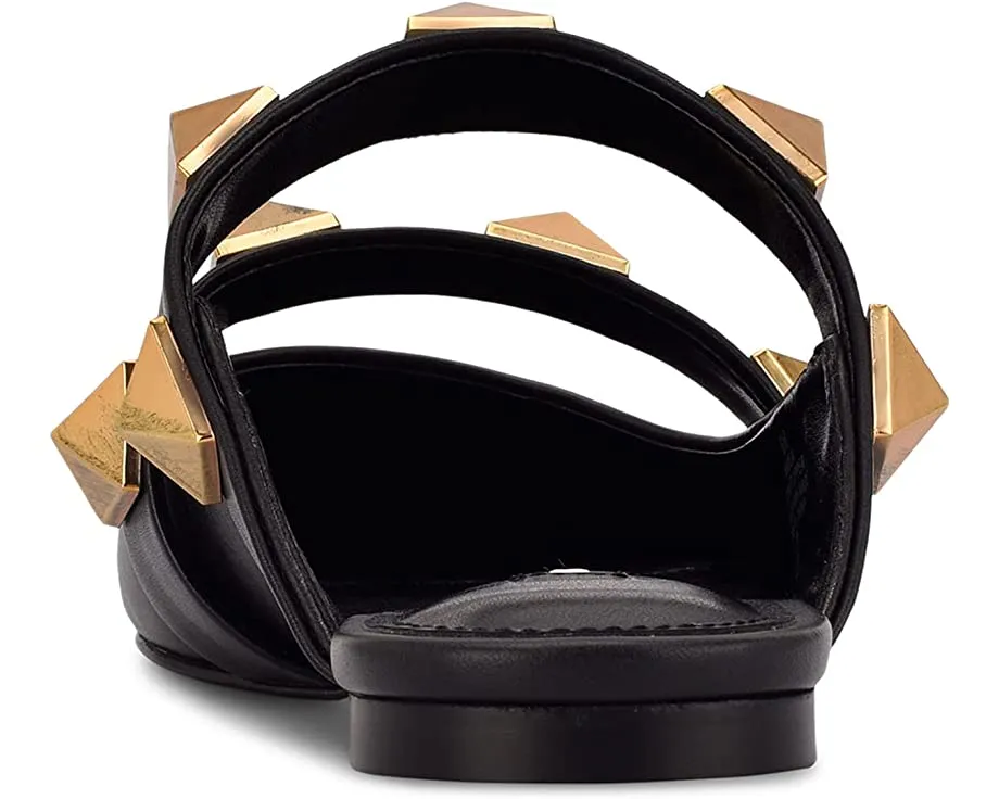 Nine West Dua Black Slip On Pointed Closed Toe Pyramid Embellished Detailed Mule
