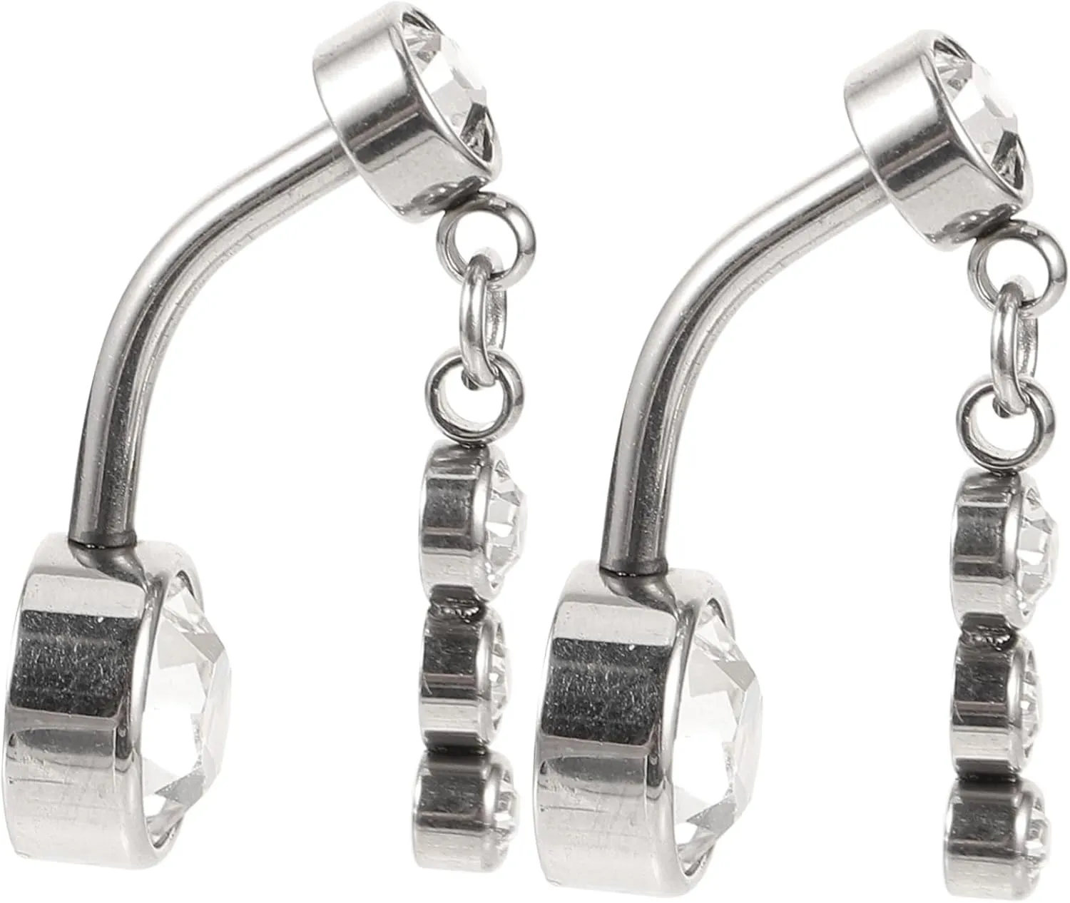 NOLITOY 2Pcs Shiny Rhinestone Belly Button Rings for Women Elegant Navel Piercing Jewelry for Beach Parties and Cosplay Unique Design Enhancing Charm and Fashion Sense