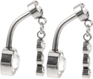 NOLITOY 2Pcs Shiny Rhinestone Belly Button Rings for Women Elegant Navel Piercing Jewelry for Beach Parties and Cosplay Unique Design Enhancing Charm and Fashion Sense