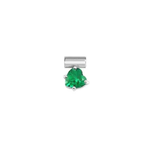 Nomination SeiMia Charm, Heart, Green Cubic Zirconia, Silver