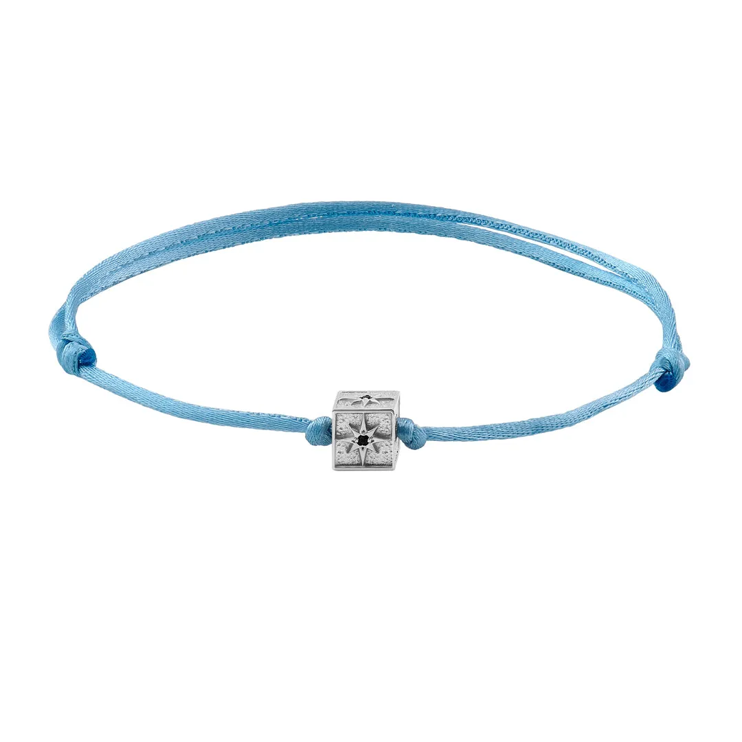North Star Charm Macrame Bracelet in Silver