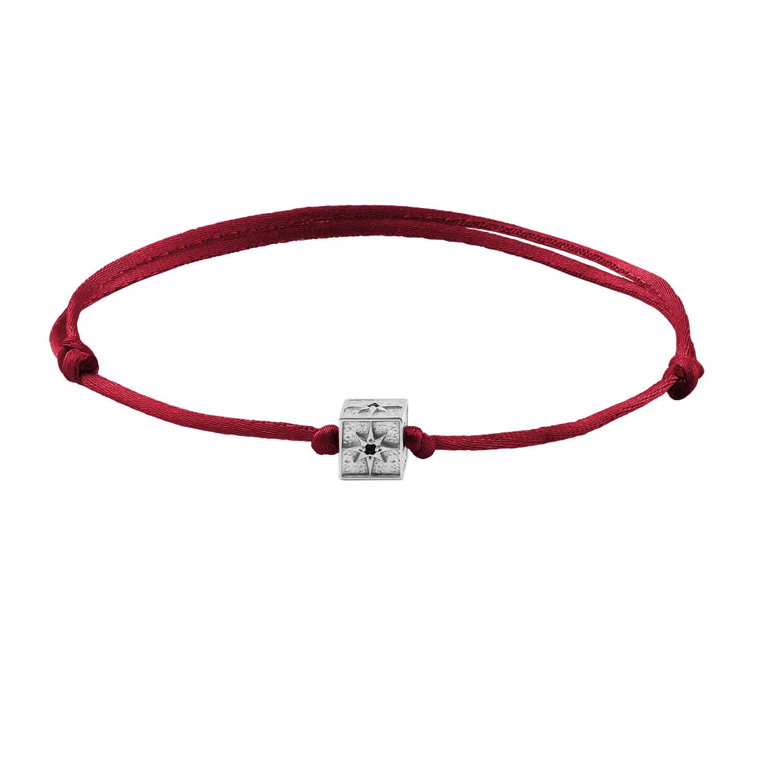 North Star Charm Macrame Bracelet in Silver