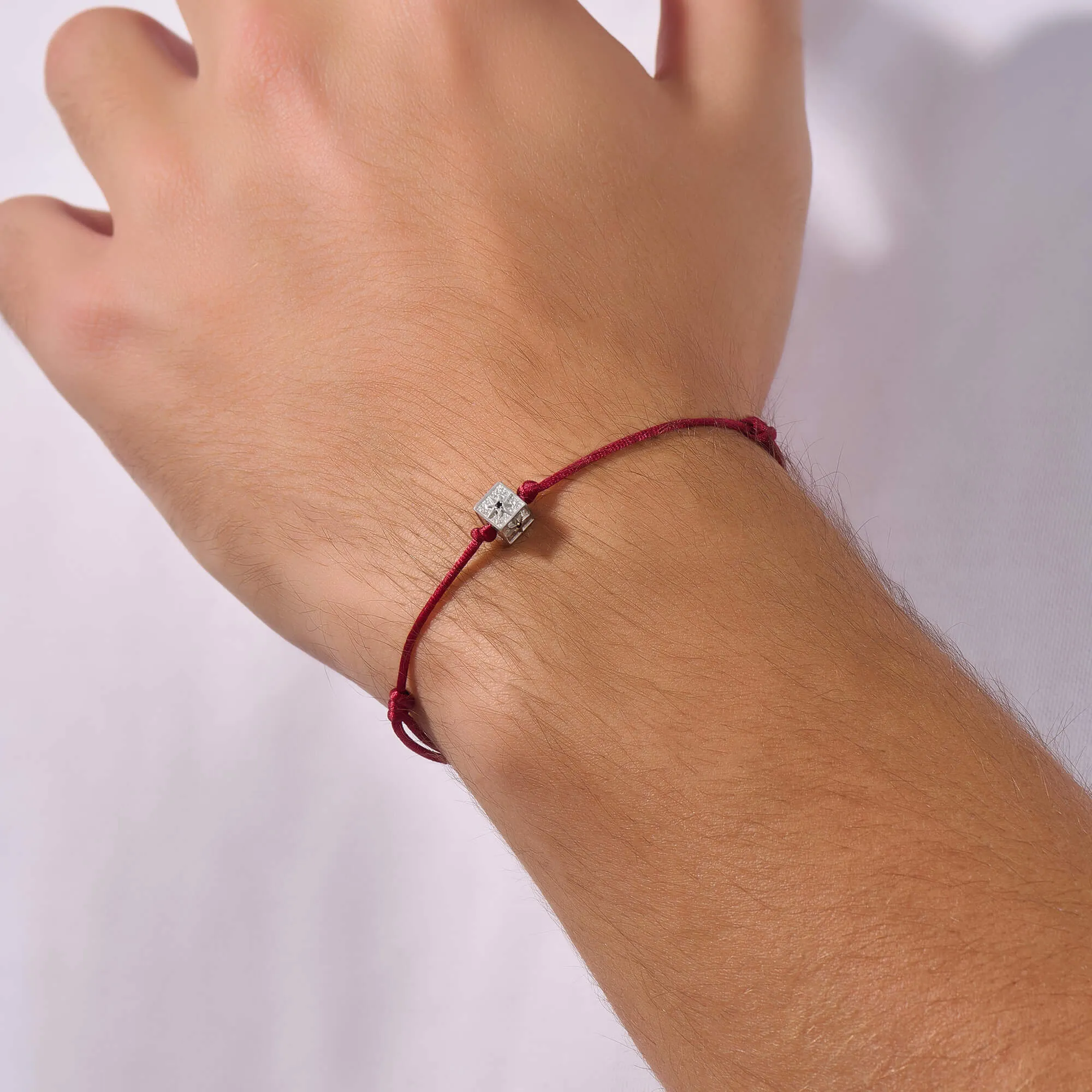 North Star Charm Macrame Bracelet in Silver