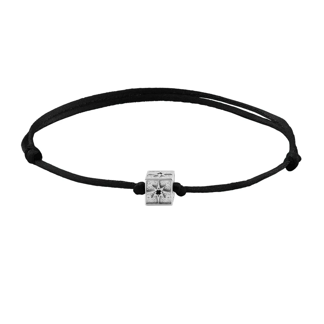 North Star Charm Macrame Bracelet in Silver