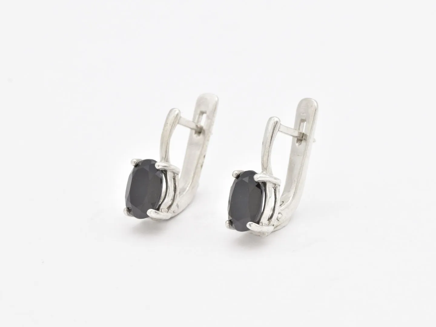 Onyx Silver Earrings, Natural Oynx Earrings, Solitaire Onyx Studs