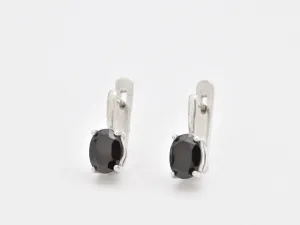 Onyx Silver Earrings, Natural Oynx Earrings, Solitaire Onyx Studs