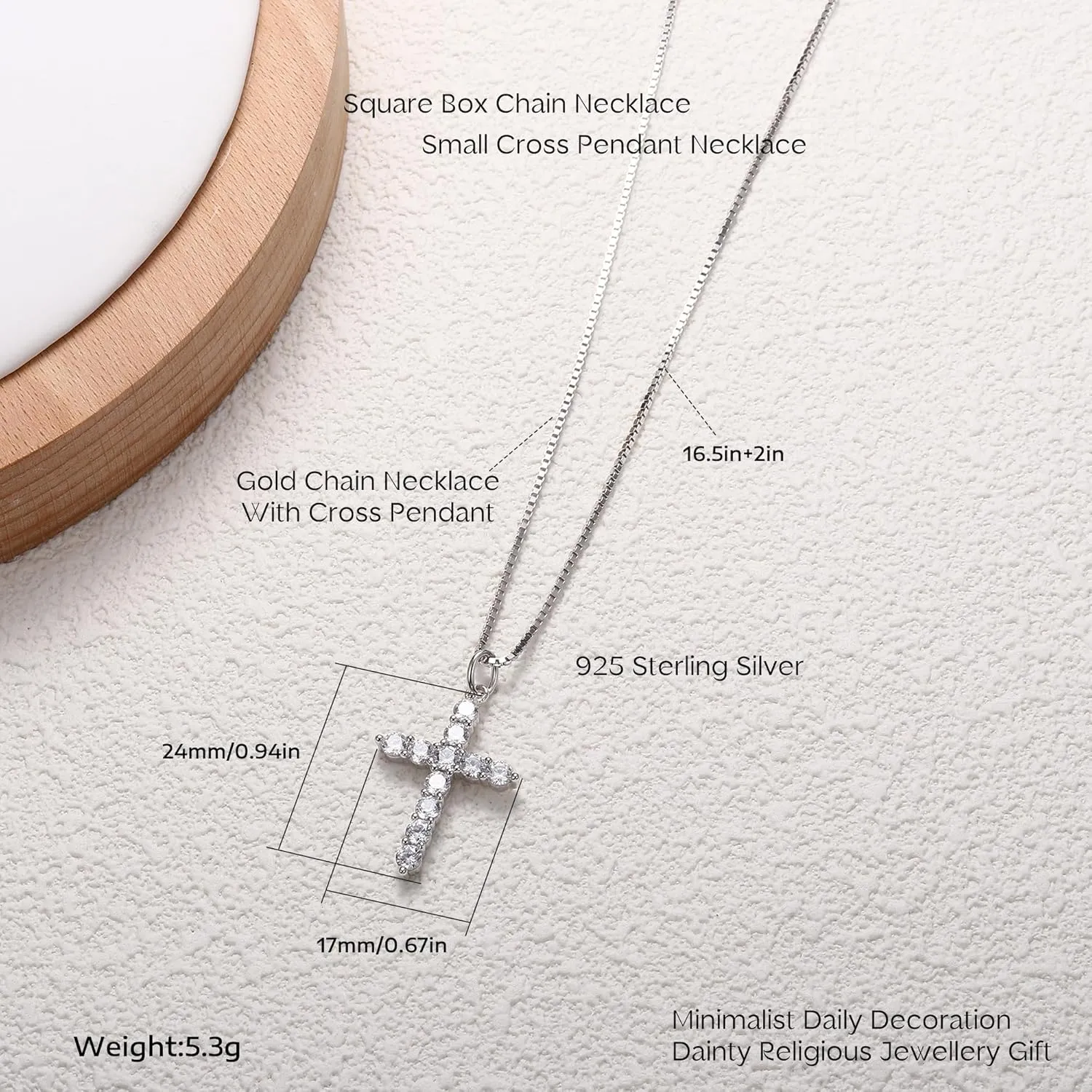 ORAZIO Cross Necklace for Women 925 Sterling Silver Cross Necklace Tiny CZ Silver/Gold Cross Necklace Simple Box Chain Cross Pendant Choker Necklace