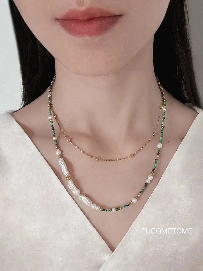 【Original】Van Gogh《Blooming Apricot Flower》｜Natural Turquoise Baroque Necklace