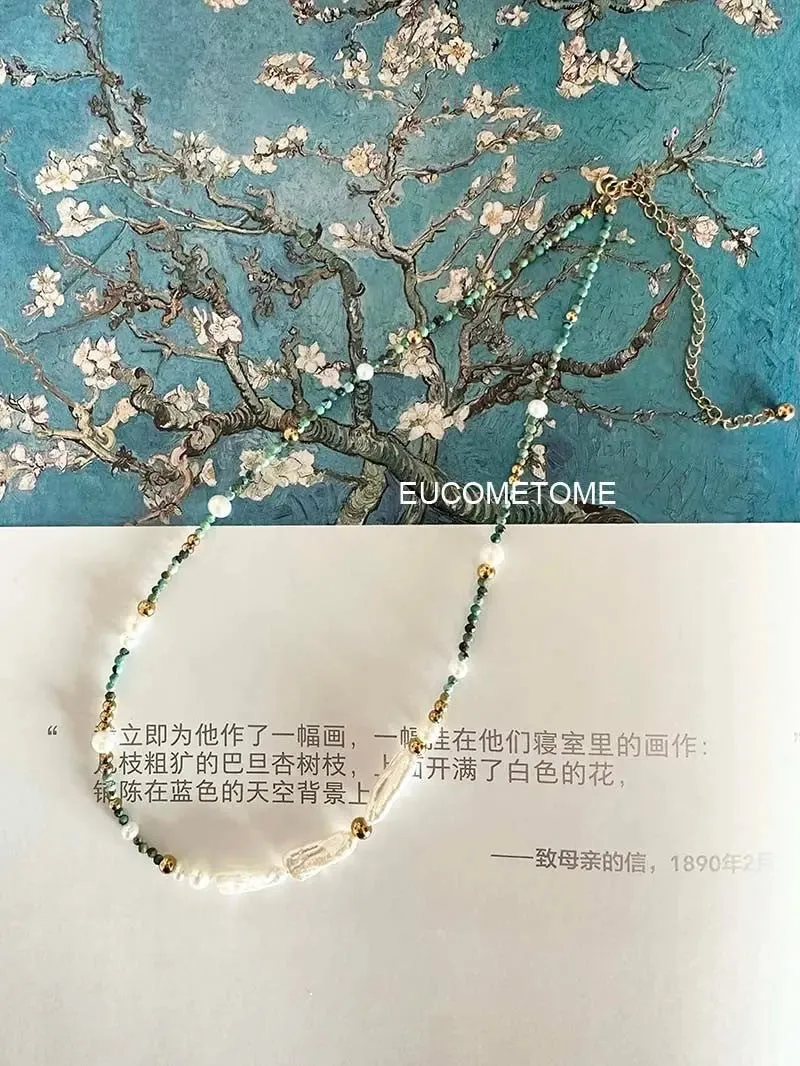 【Original】Van Gogh《Blooming Apricot Flower》｜Natural Turquoise Baroque Necklace