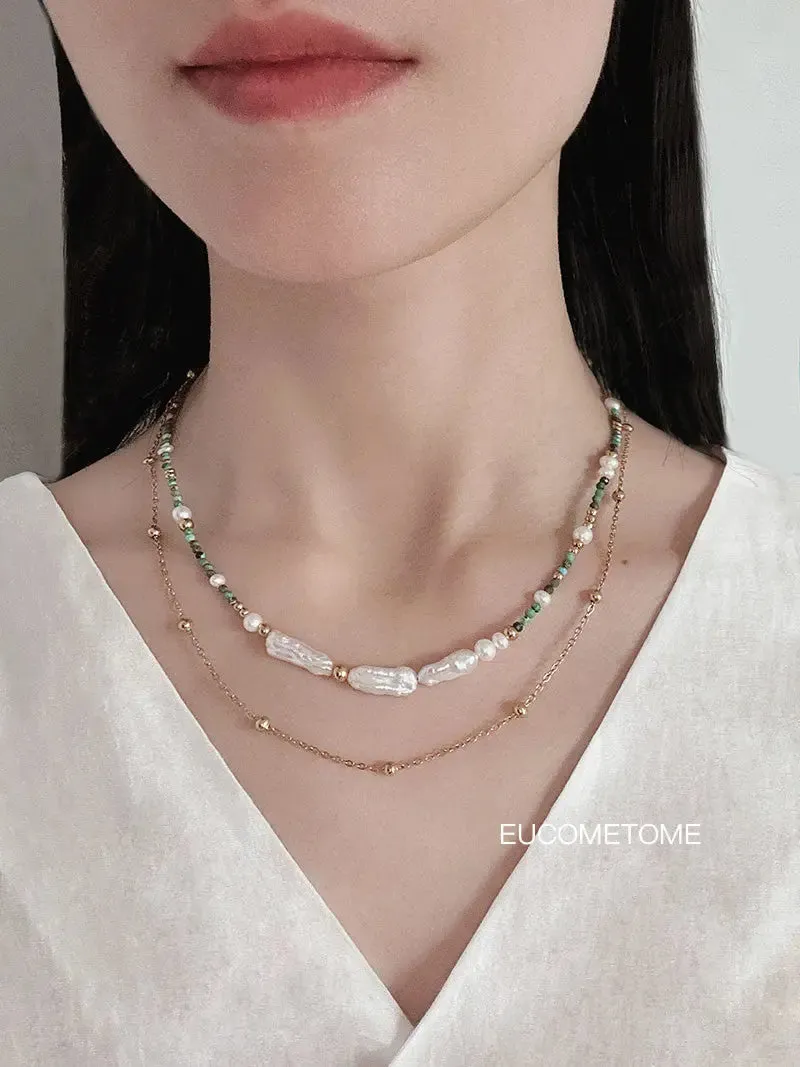 【Original】Van Gogh《Blooming Apricot Flower》｜Natural Turquoise Baroque Necklace
