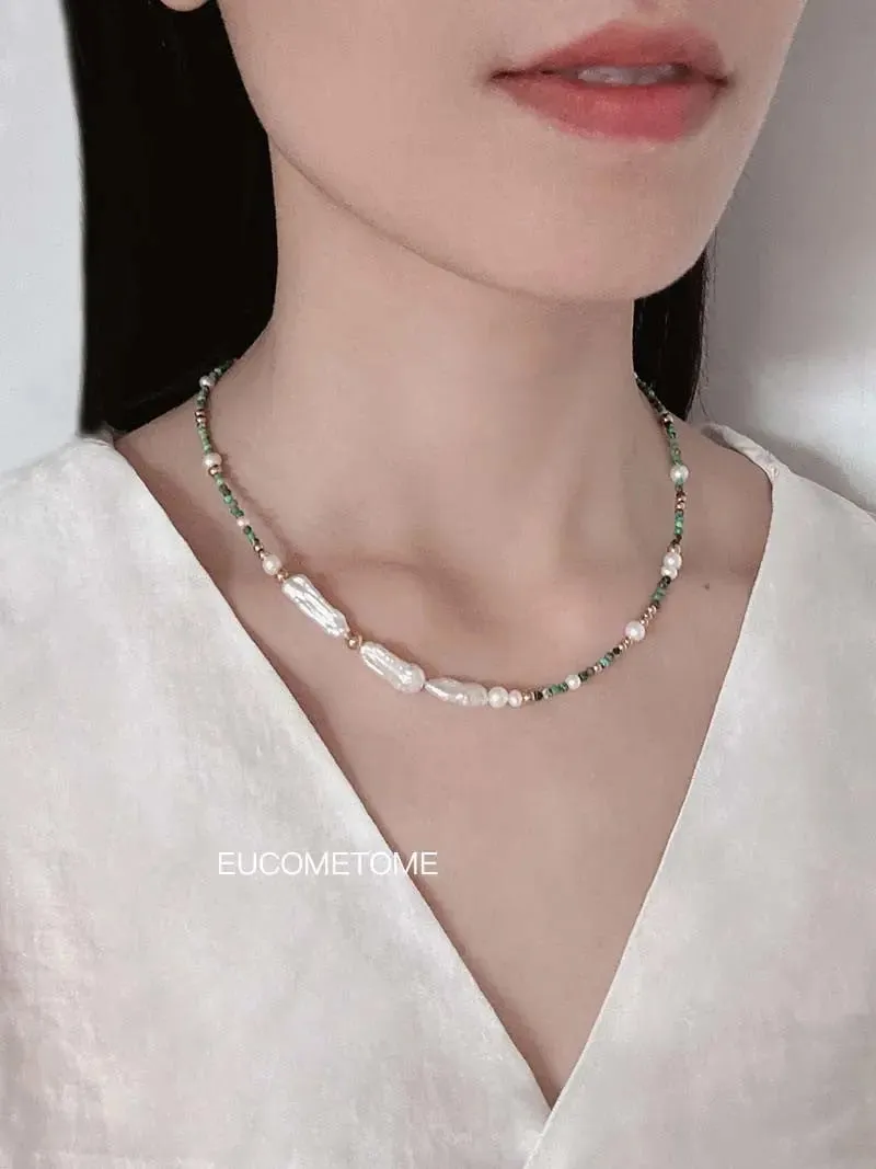 【Original】Van Gogh《Blooming Apricot Flower》｜Natural Turquoise Baroque Necklace