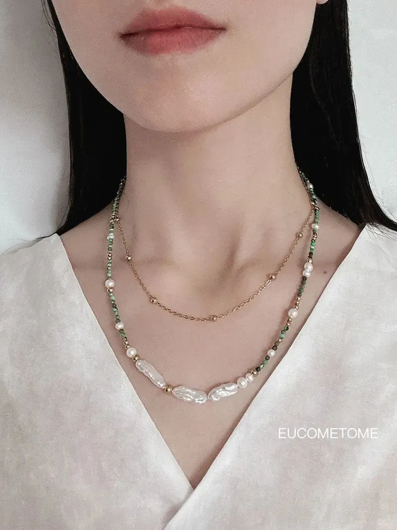 【Original】Van Gogh《Blooming Apricot Flower》｜Natural Turquoise Baroque Necklace