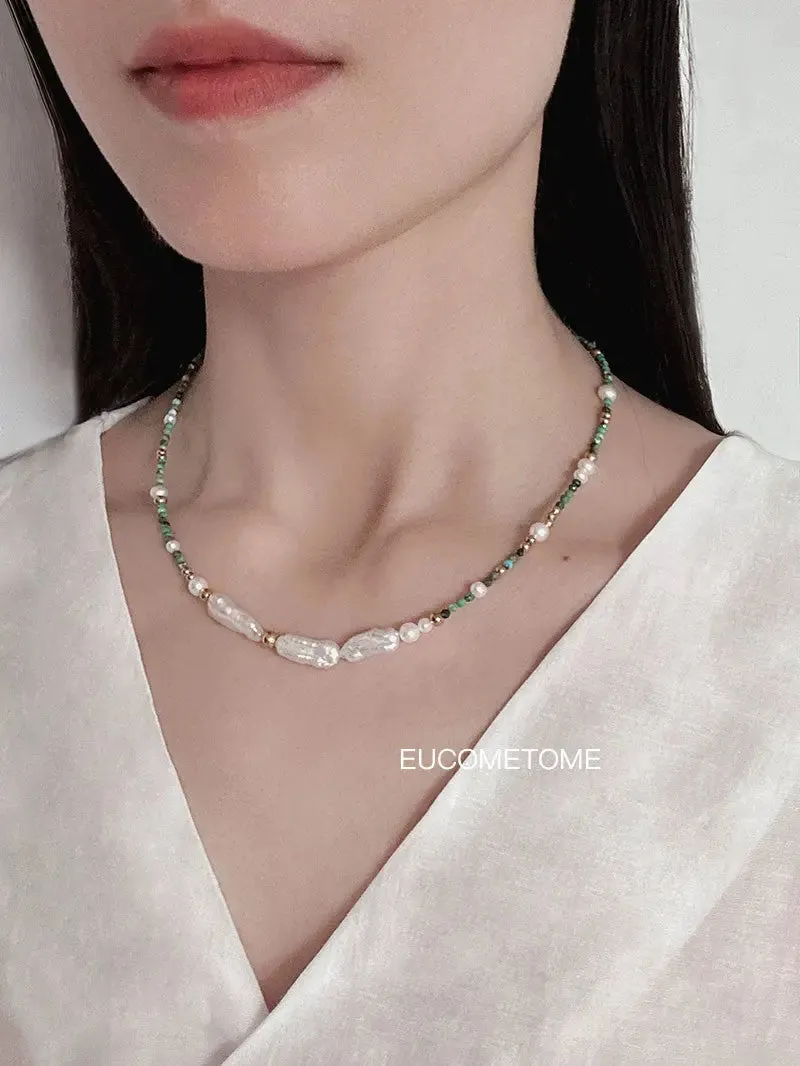 【Original】Van Gogh《Blooming Apricot Flower》｜Natural Turquoise Baroque Necklace