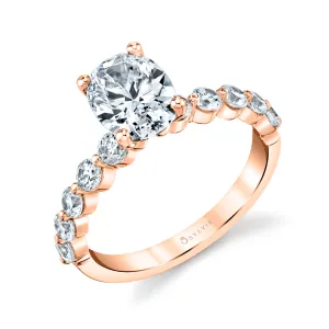 Oval Cut Single Prong Engagement Ring - Karol 14k Gold Rose