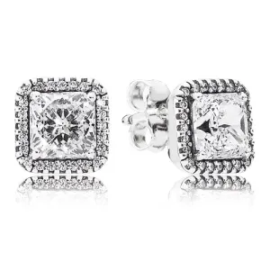 Pandora Square Sparkle Halo Stud Earrings
